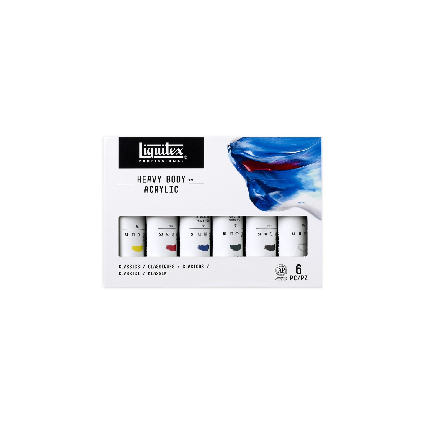 Liquitex Professional Heavy Body Acrylic Paint, Classic Colors, 59 mL, Set of 6