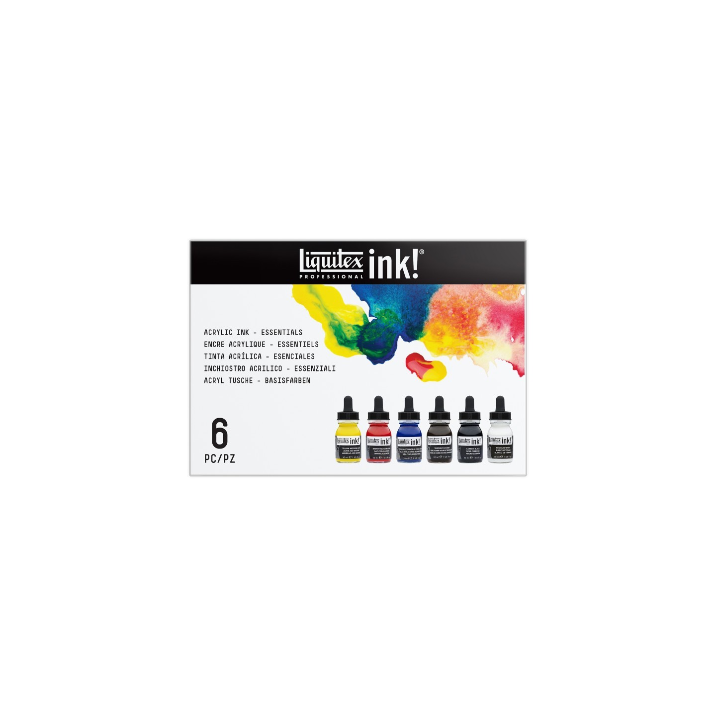 Liquitex Professional Acrylic Ink, Essential Colors, 30 mL Bottles, Set of 6