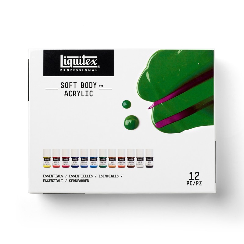 Liquitex Professional Soft Body Acrylic Paint, Essential Colors, 22 mL, Set of 12
