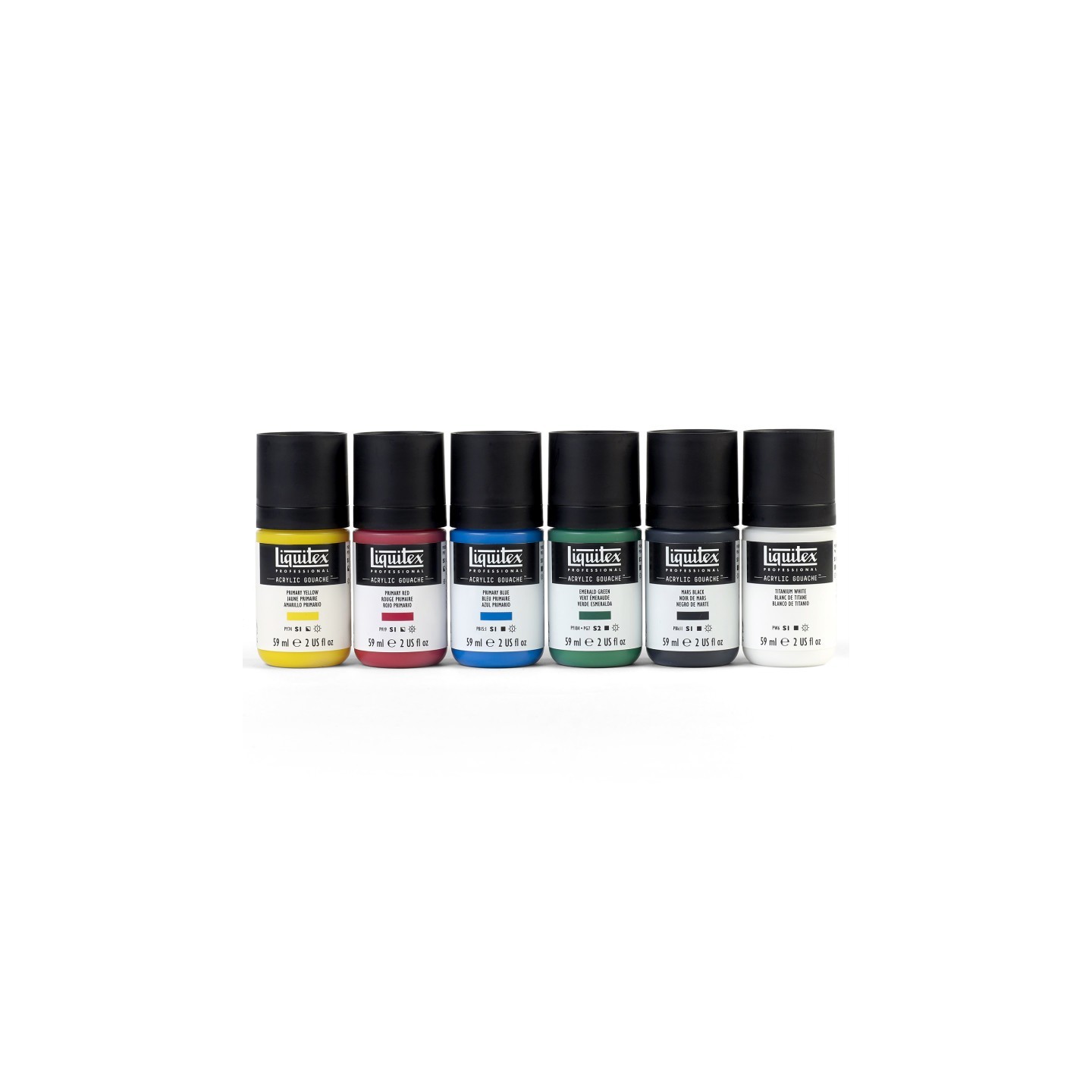 Liquitex Professional Acrylic Gouache Paint, Primary Colors, 59 mL, Set of 6