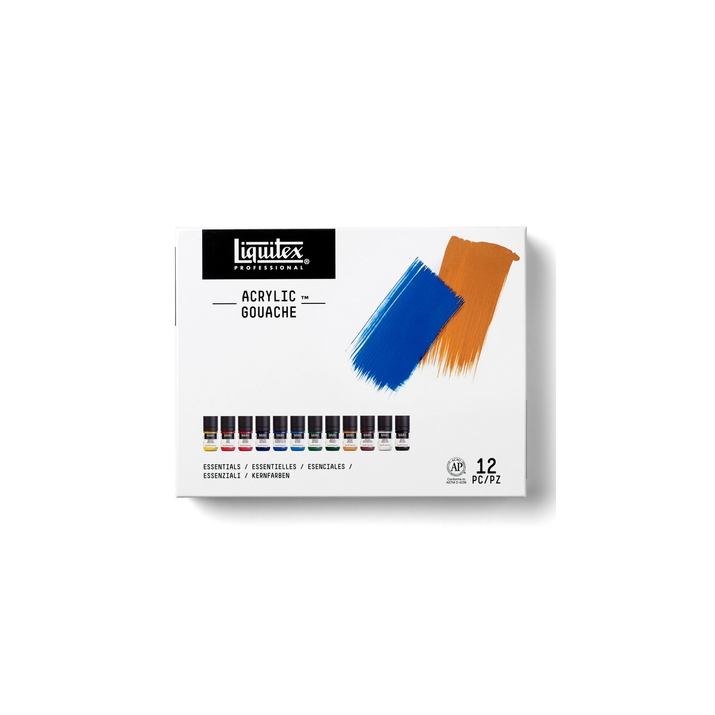 Liquitex Professional Acrylic Gouache Paint, Essential Colors, 22 mL, Set of 12