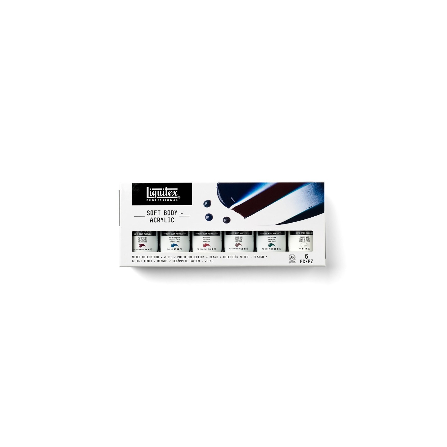 Liquitex Professional Soft Body Acrylic Paint, Muted Colors, 59 mL, Set of 6