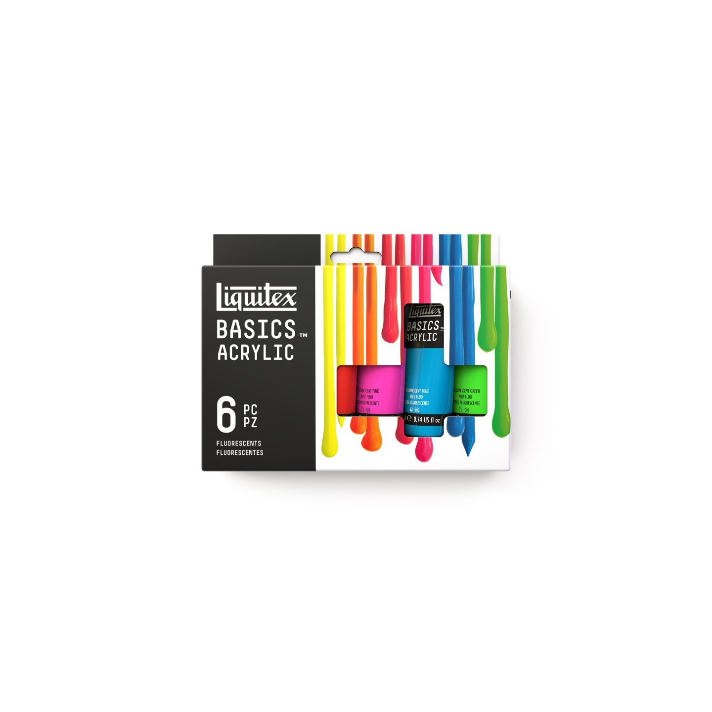 Liquitex BASICS Acrylic Paint, Fluorescent Colors, 22 mL Tubes, Set of 6