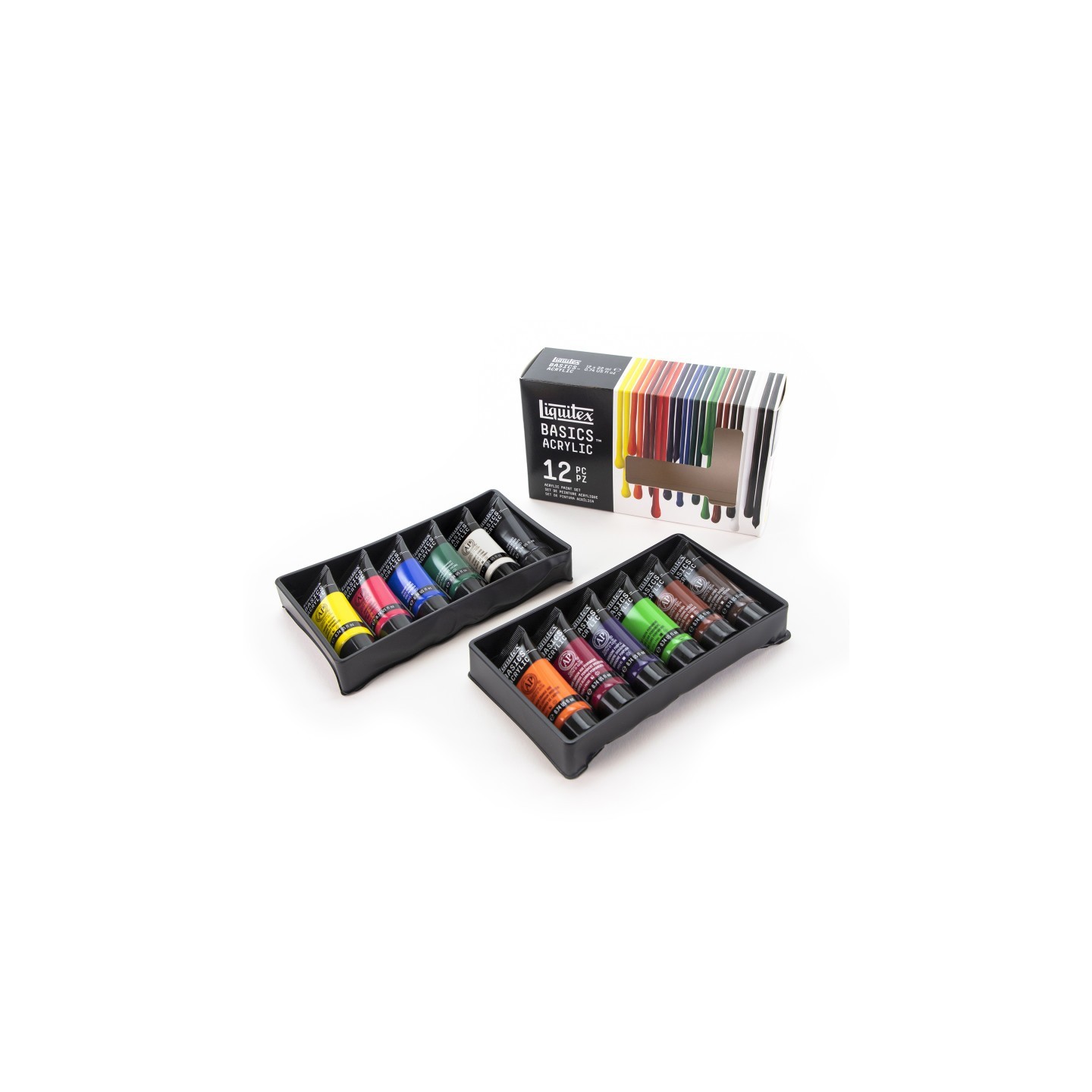 Liquitex BASICS Acrylic Paint, Basic Colors, 22 mL Tubes, Set of 12