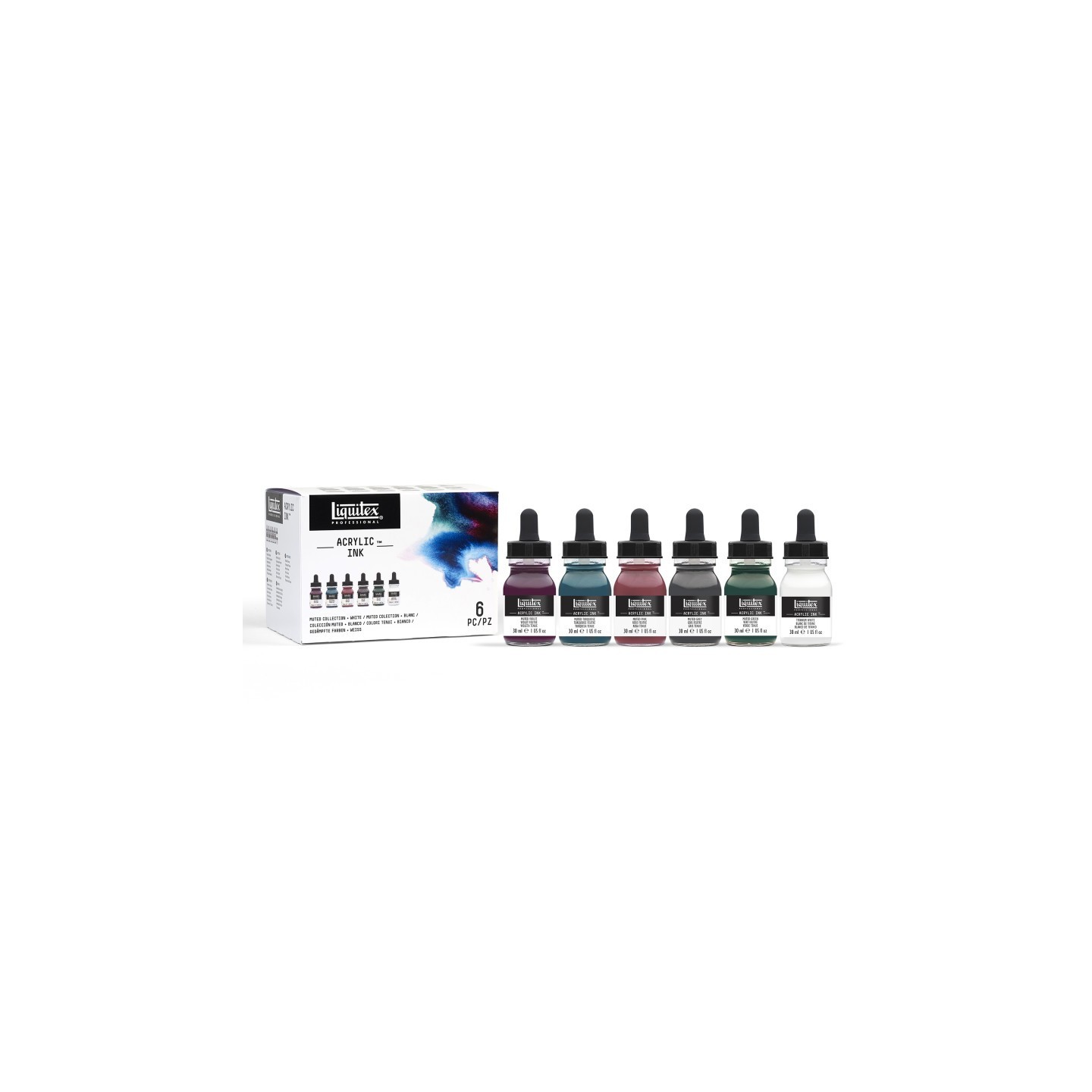 Liquitex Professional Acrylic Ink, Muted Collection, 30 mL Bottles, Set of 6