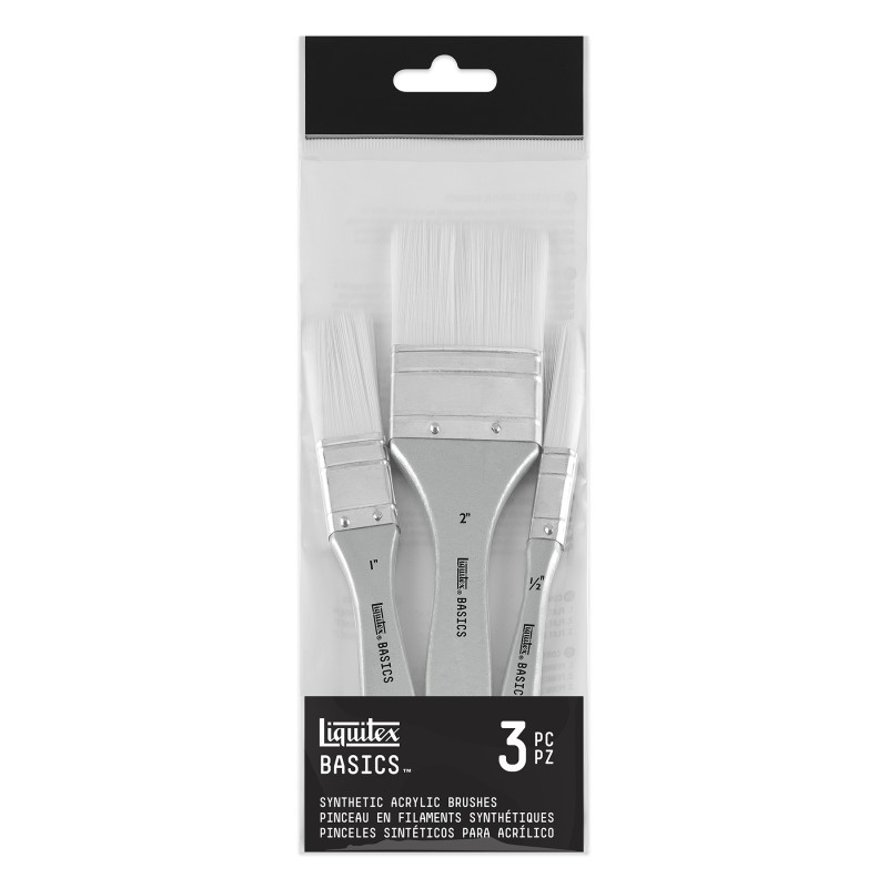 Liquitex BASICS Large Scale Paint Brushes, Synthetic Hair, Set of 3
