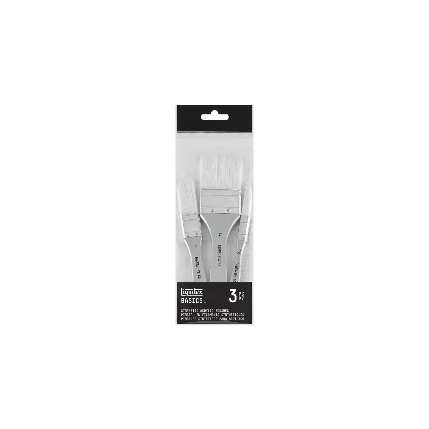 Liquitex BASICS Large Scale Paint Brushes, Synthetic Hair, Set of 3