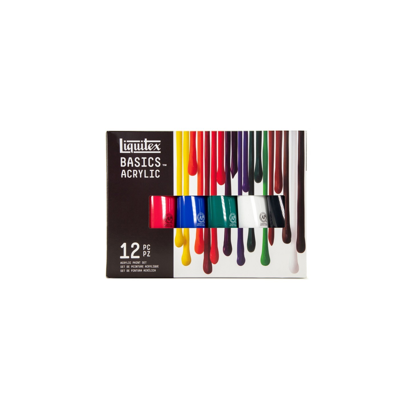 Liquitex BASICS Acrylic Paint, Essential Colors, 118 mL Tubes, Set of 12