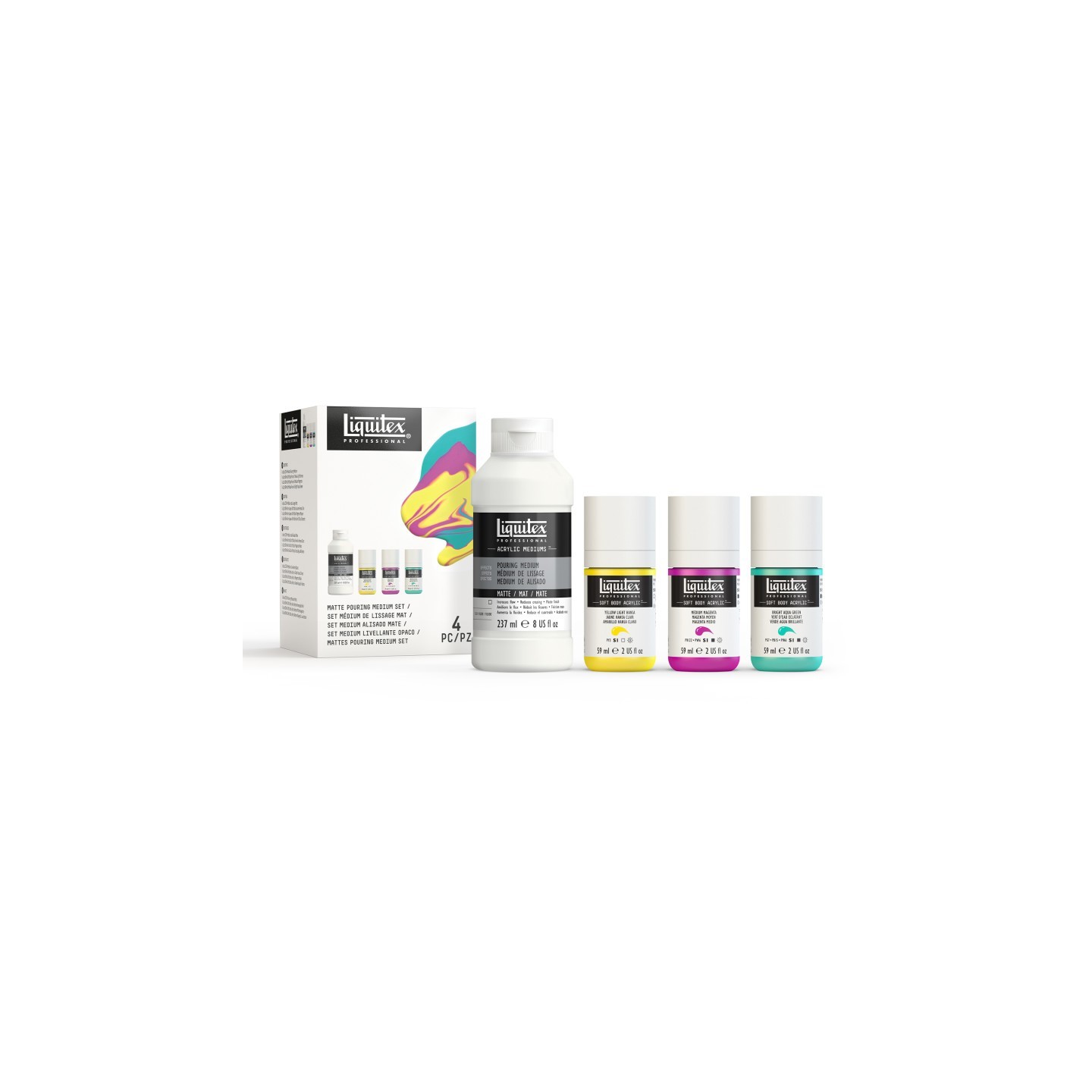Liquitex Professional Matte Pouring Medium & Soft Body Acrylic Set