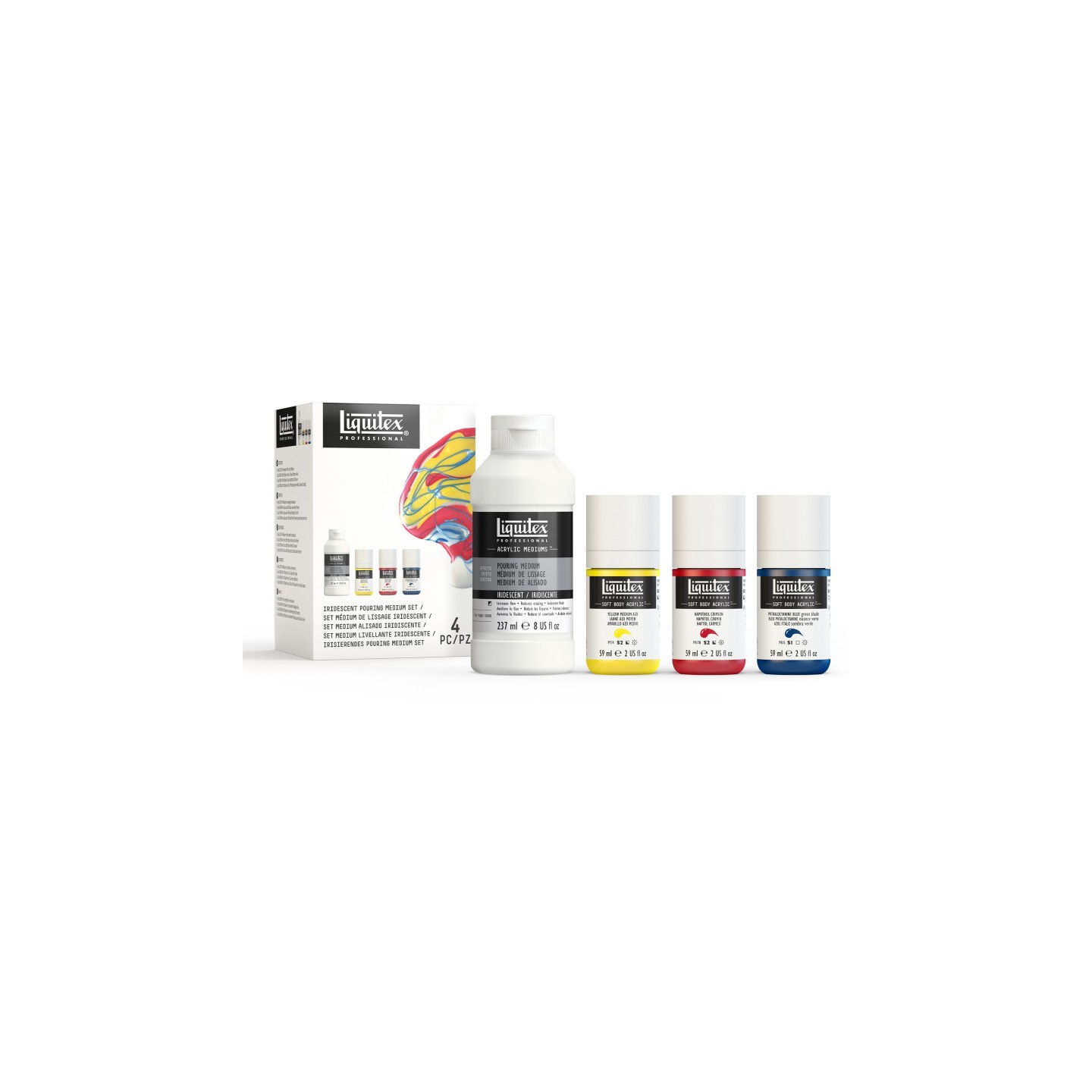 Liquitex Professional Iridescent Pouring Medium & Soft Body Acrylic Set