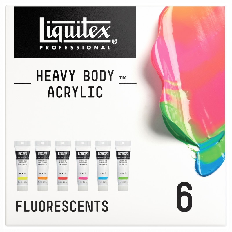 Liquitex Professional Heavy Body Acrylic Paint, Fluorescent Colors, 59 mL, Set of 6