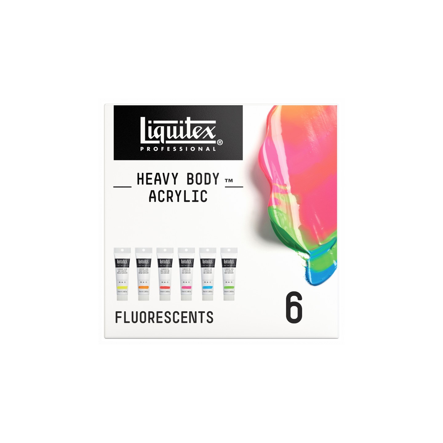 Liquitex Professional Heavy Body Acrylic Paint, Fluorescent Colors, 59 mL, Set of 6