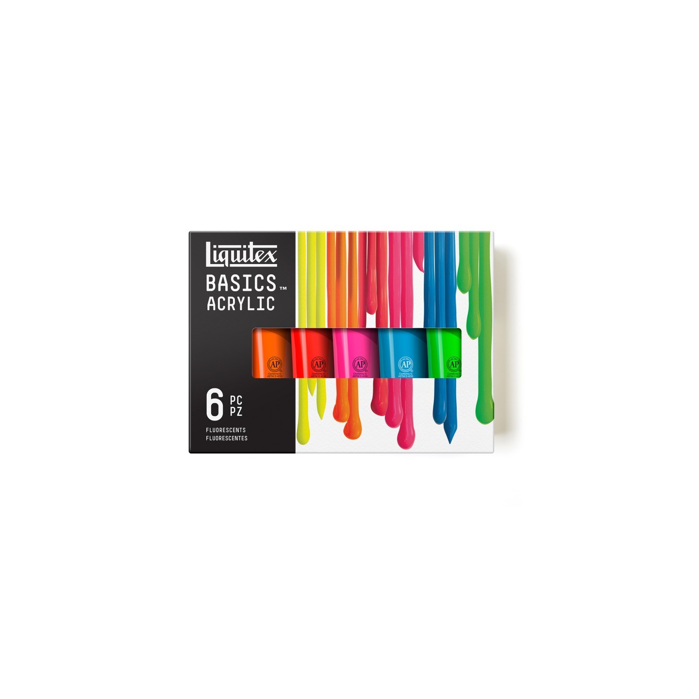 Liquitex BASICS Acrylic Paint, Fluorescent Colors, 118 mL Tubes, Set of 6