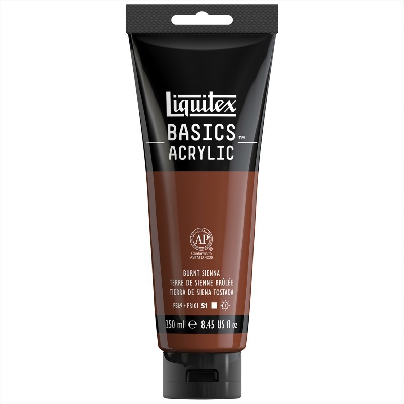 Liquitex BASICS Acrylic Paint, 250 mL, Tube, Burnt Sienna