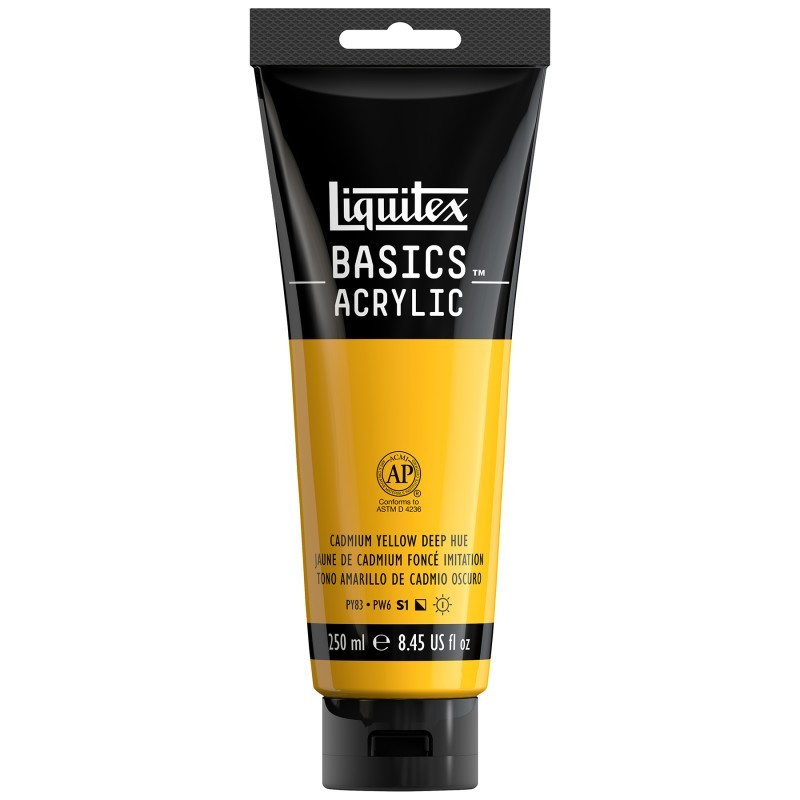 Liquitex BASICS Acrylic Paint, 250 mL, Tube, Cadmium Yellow Deep Hue