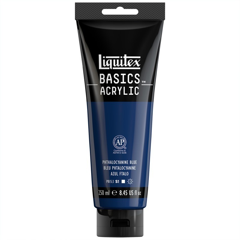 Liquitex BASICS Acrylic Paint, 250 mL, Tube, Phthalocyanine Blue