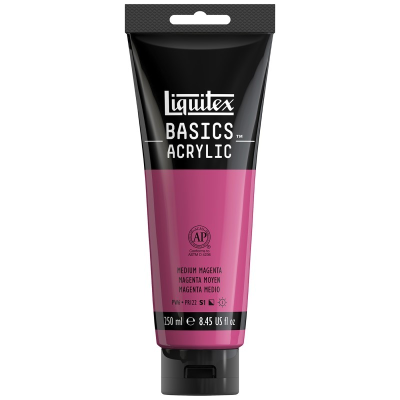 Liquitex BASICS Acrylic Paint, 250 mL, Tube, Medium Magenta