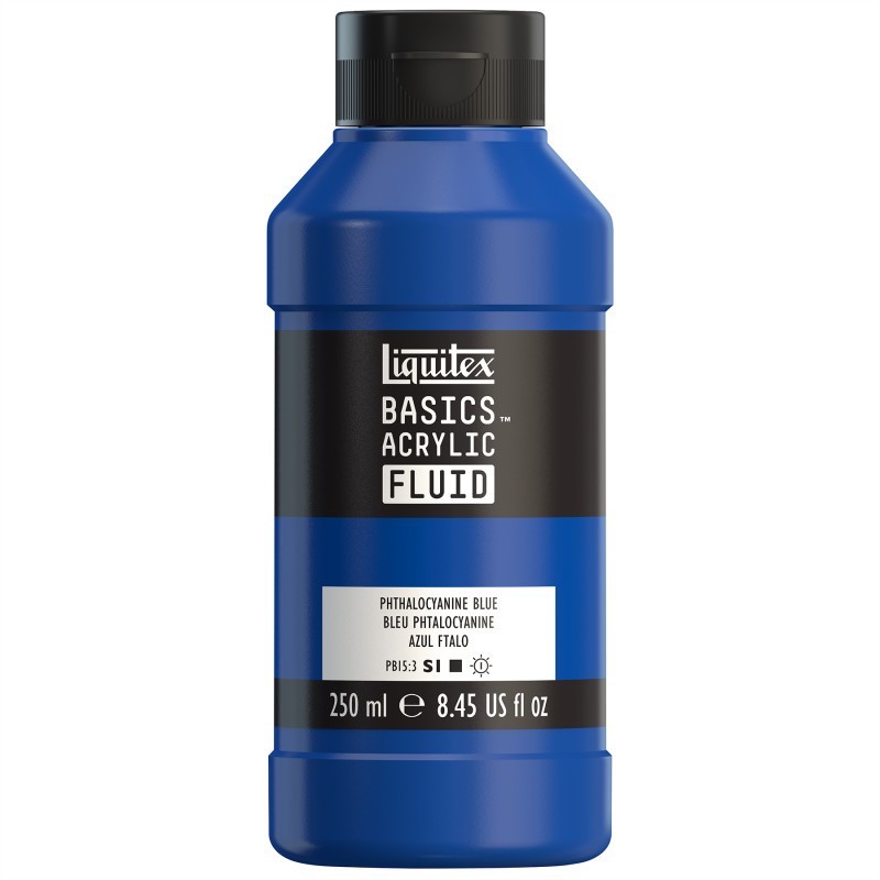 Liquitex BASICS Acrylic Fluid, 250 mL, Bottle, Phthalocyanine Blue