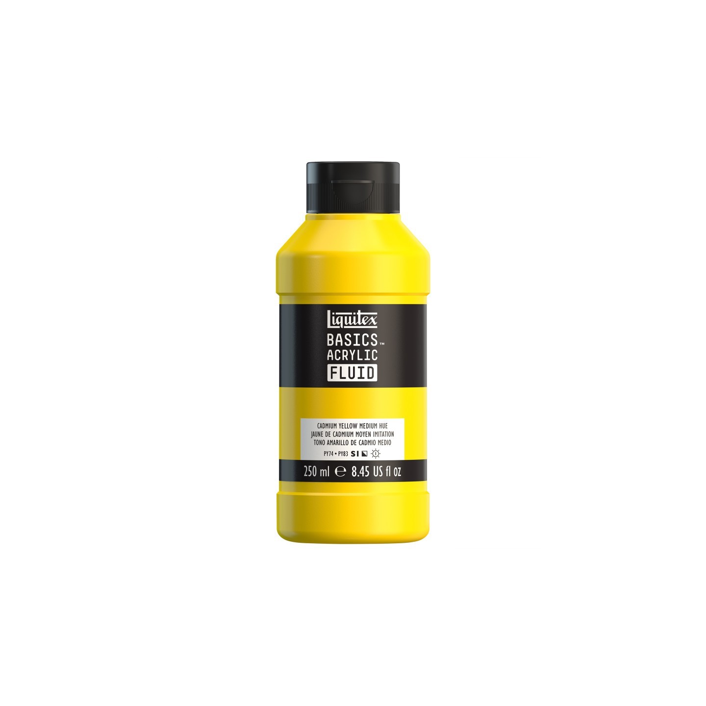 Liquitex BASICS Acrylic Fluid, 250 mL, Bottle, Cadmium Yellow Medium Hue