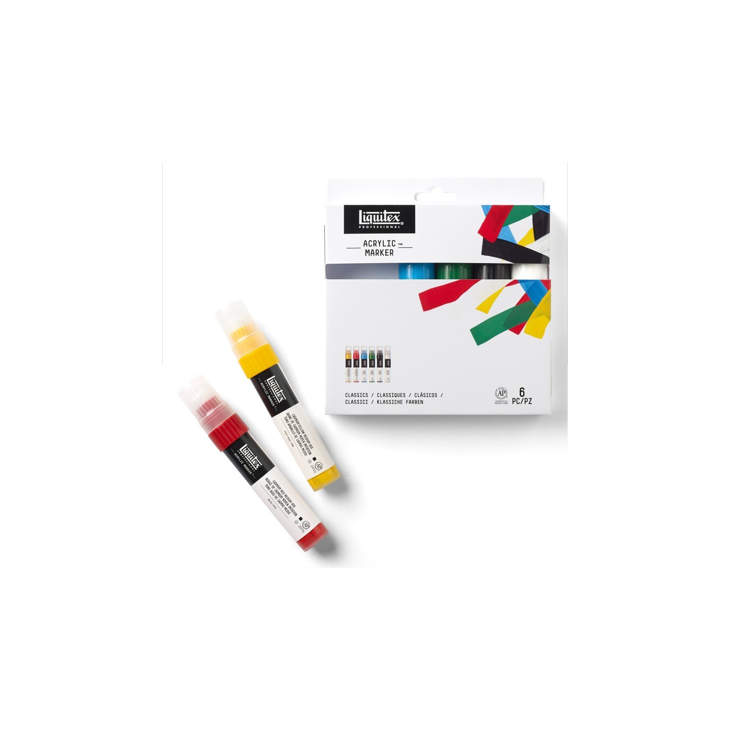 Liquitex Professional Acrylic Paint Marker, Wide Chisel Nib, 15 mm, Classic Colors, Set of 6
