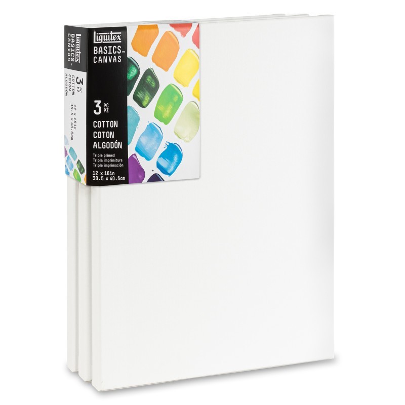 Liquitex BASICS Cotton Canvas, 12x16 in, Set of 3