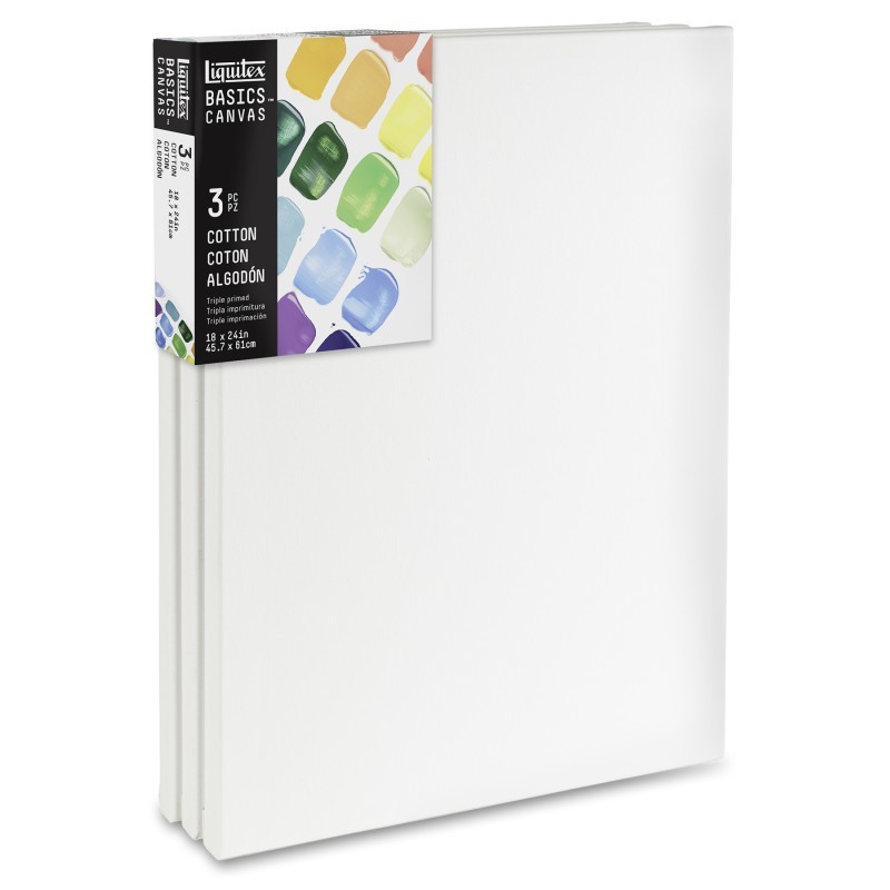 Liquitex BASICS Cotton Canvas, 18x24 in, Set of 3