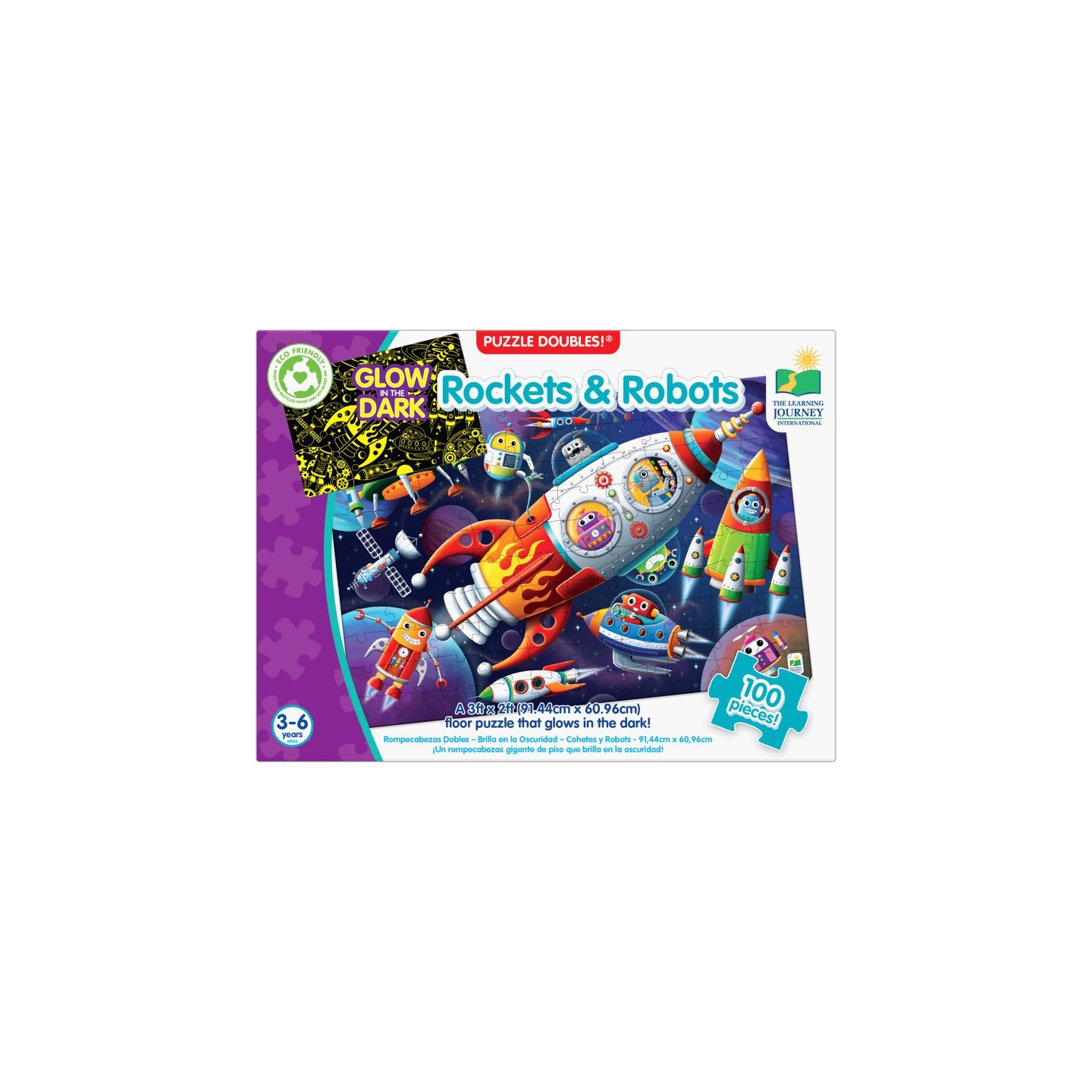 The Learning Journey International Puzzle Doubles - Glow In The Dark - Rockets & Robots
