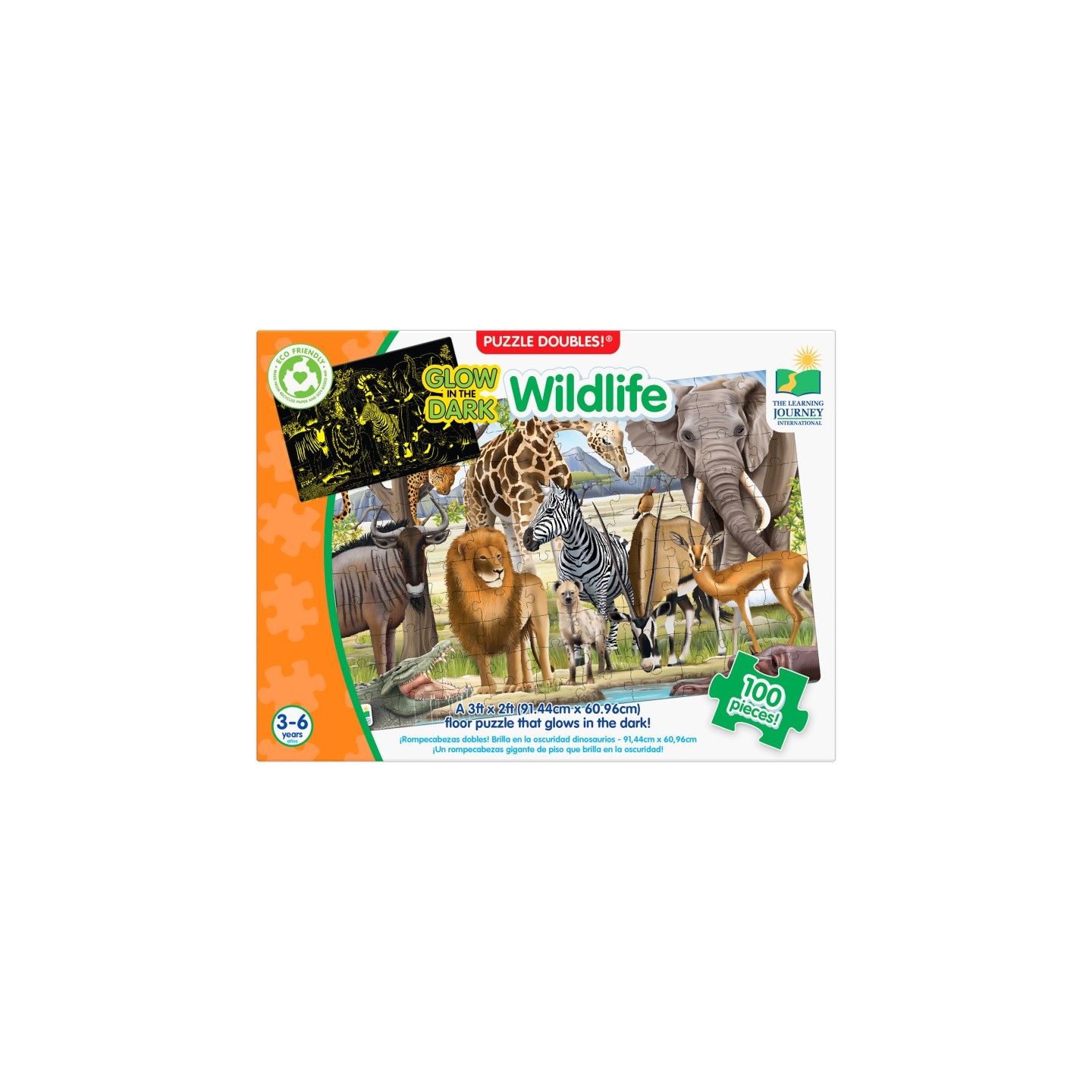 The Learning Journey International Puzzle Doubles - Glow In The Dark - Wildlife