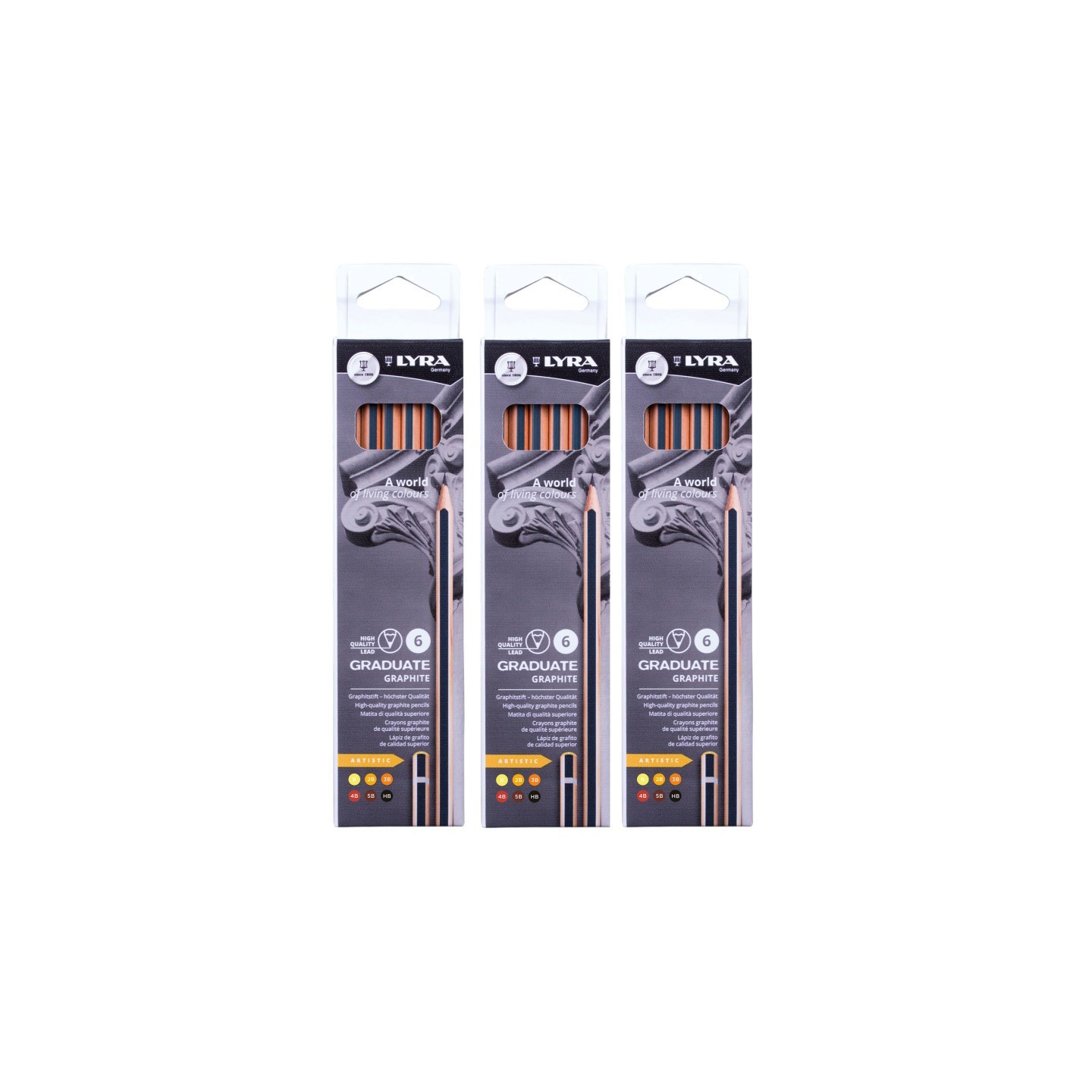 Lyra® Graduate Graphite Pencil, Artist Set, 6 Per Set, 3 Sets