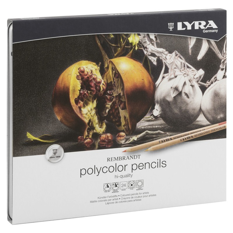 Lyra® Rembrandt Polycolor Colored Pencil Set Tin, Assorted Colors, 24 Pieces