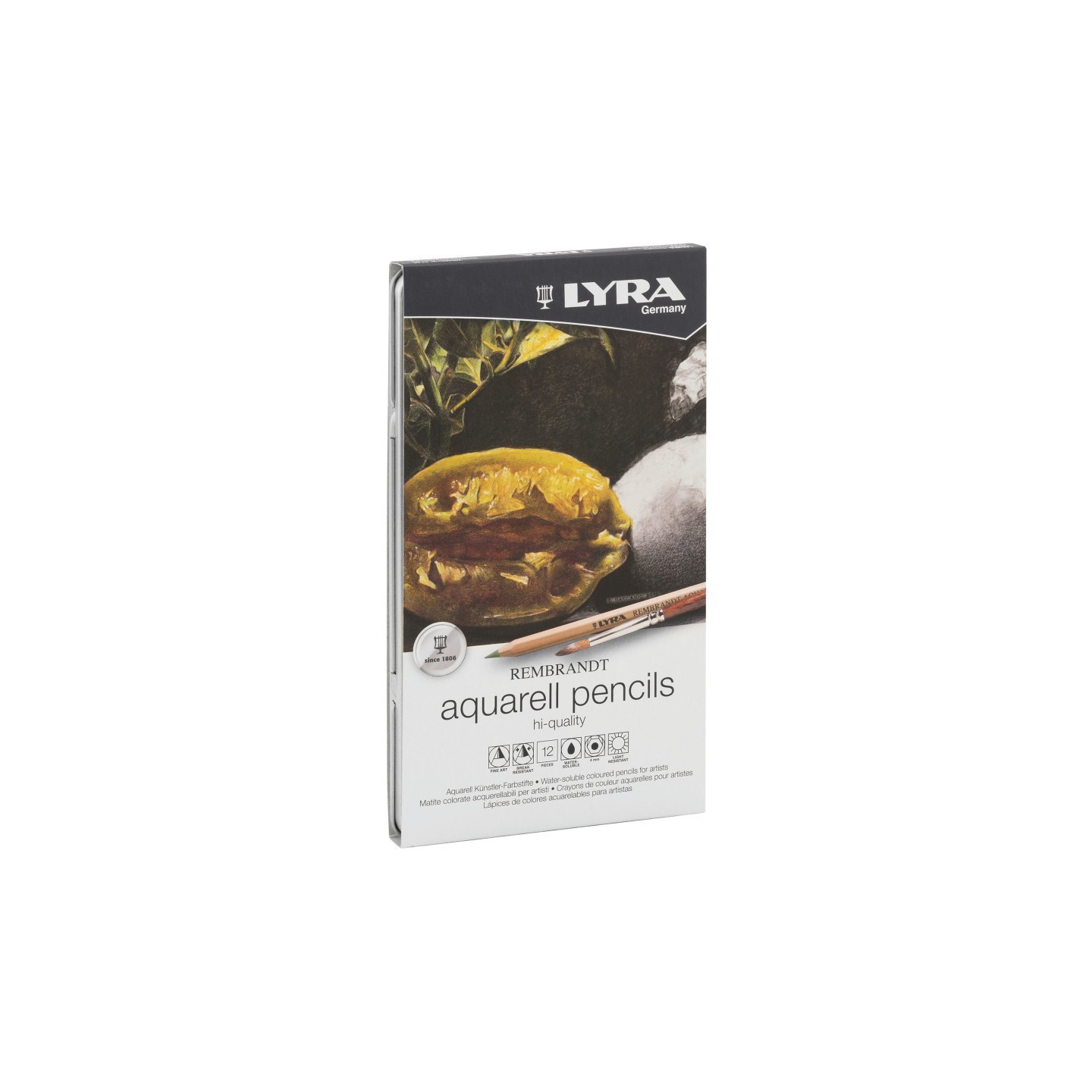 Lyra® Rembrandt Aquarell Watercolor Pencil Set Tin, Assorted Colors, 12 Pieces