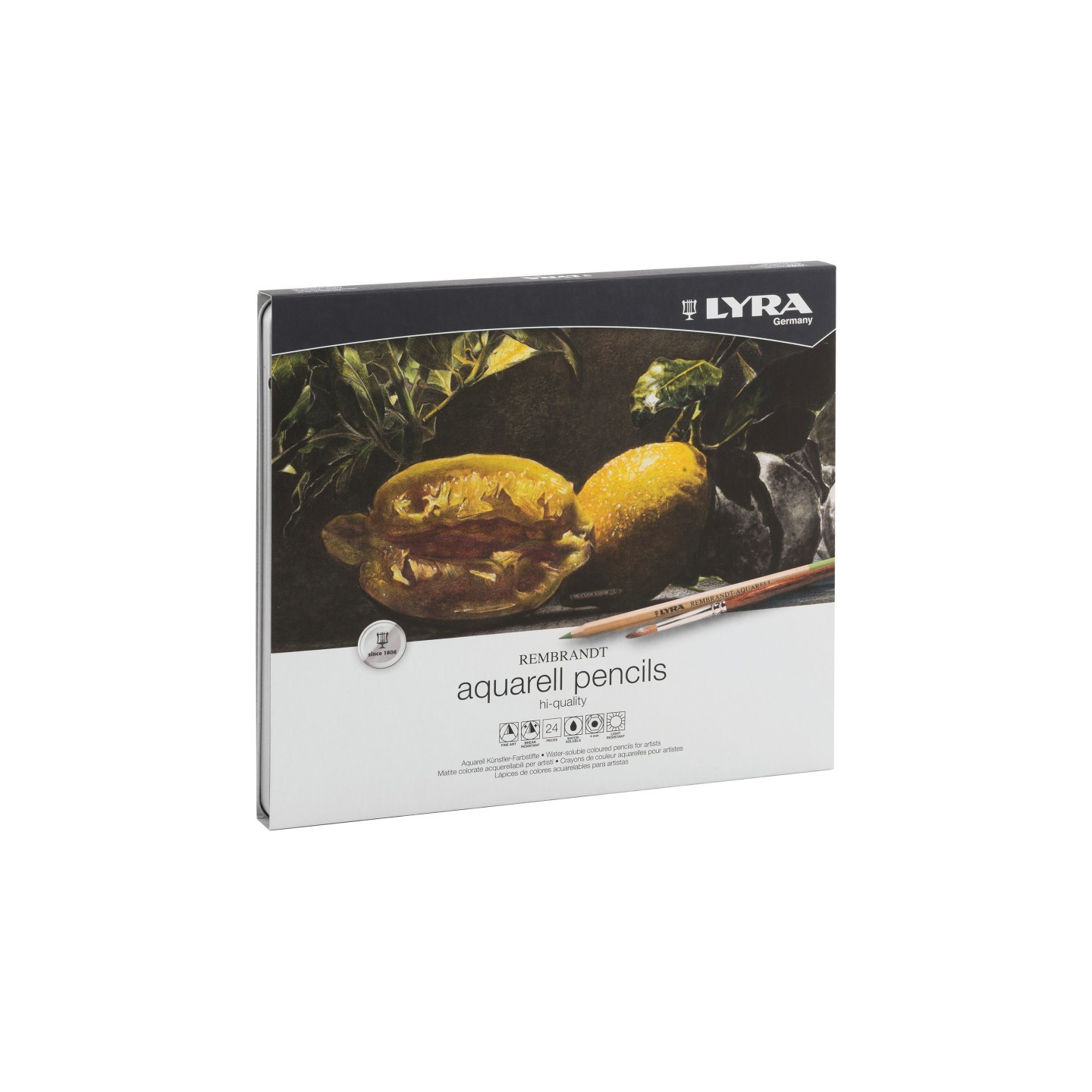Lyra® Rembrandt Aquarell Watercolor Pencil Set Tin, Assorted Colors, 24 Pieces