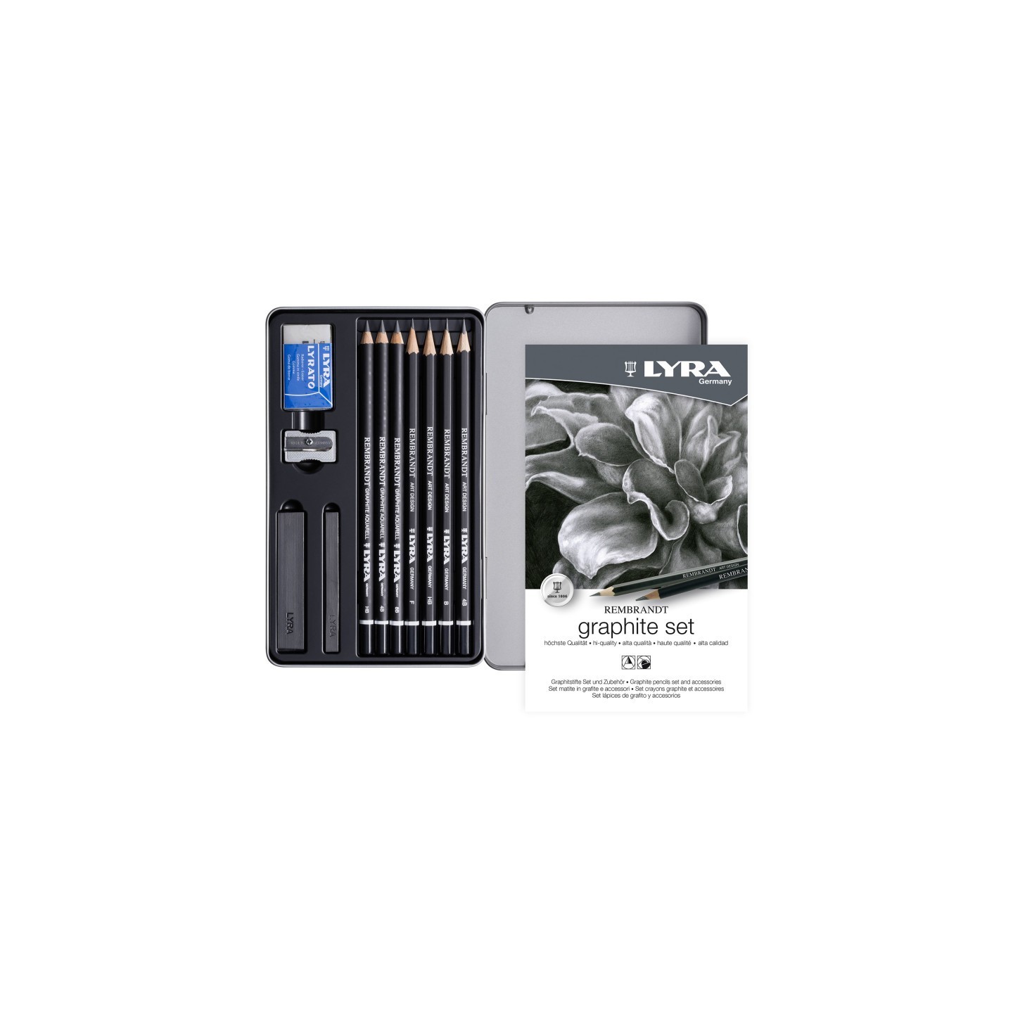 Lyra® Rembrandt Graphite Sketching Set Tin, Artist Pencils, Assorted, 11 Pieces