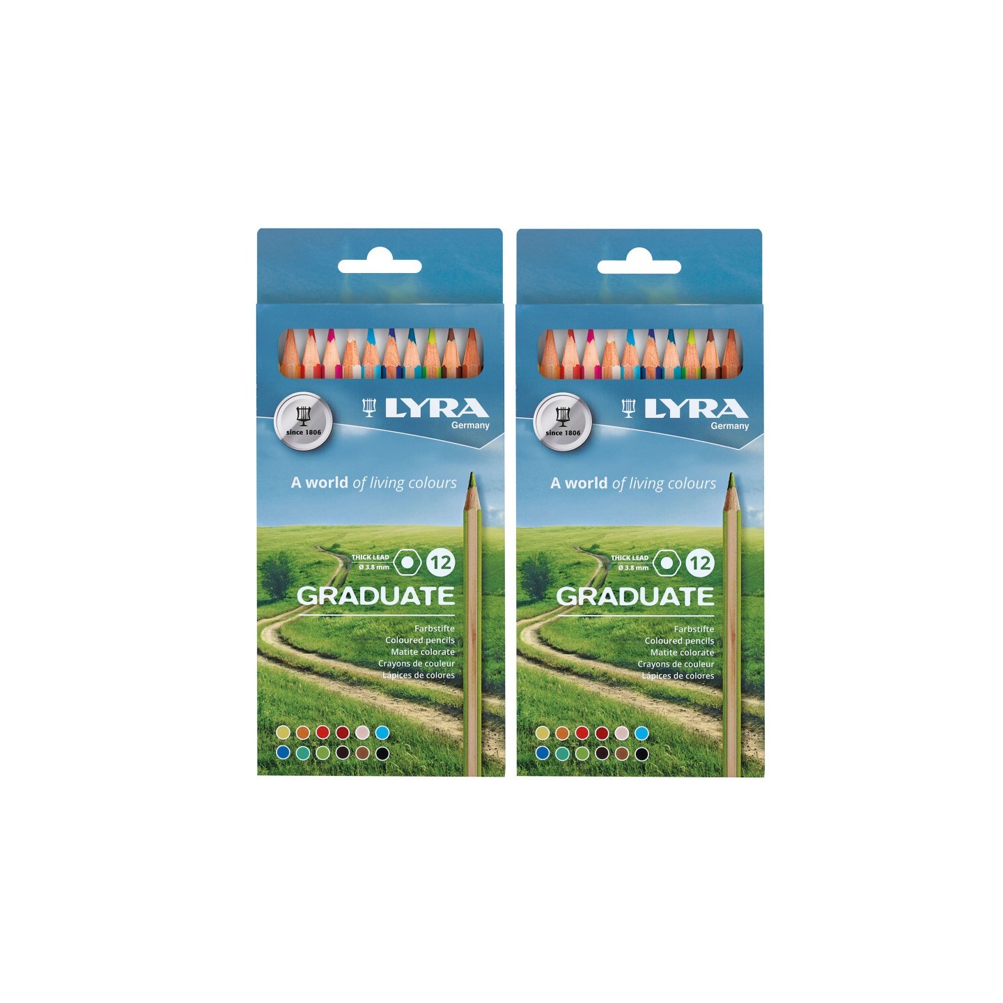 Lyra® Graduate Colored Pencil Set, Assorted Colors, 12 Per Set, 2 Sets