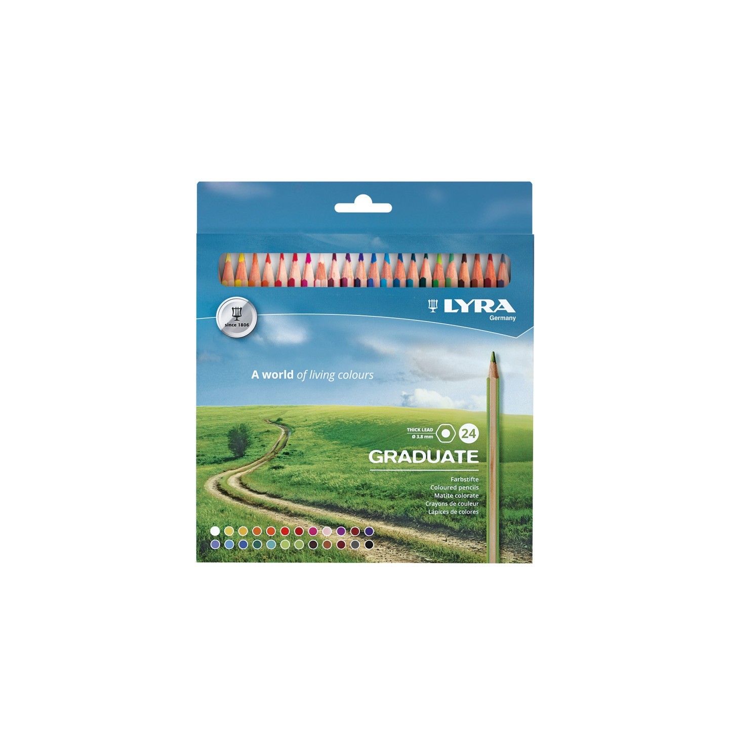 Lyra® Graduate Colored Pencil Set, Assorted Colors, 24 Pieces