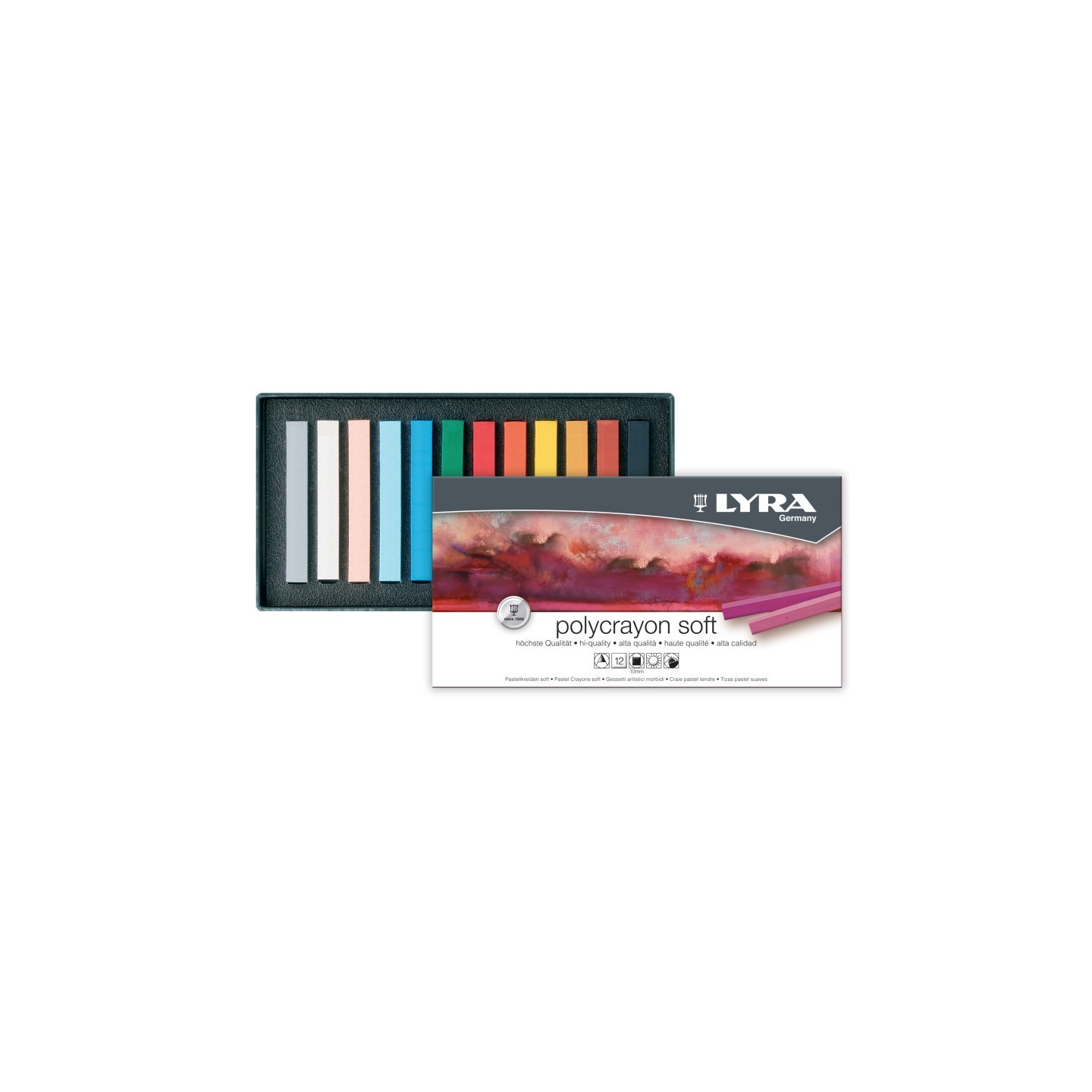 Lyra® PolyCrayons Soft Pastel Sticks Set, Assorted Colors, 12 Pieces