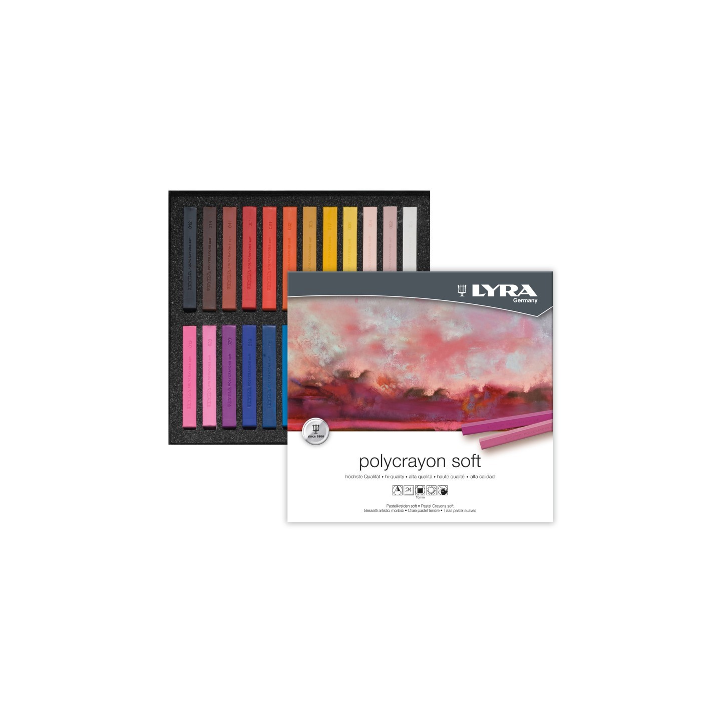 Lyra® PolyCrayons Soft Pastel Sticks Set, Assorted Colors, 24 Pieces