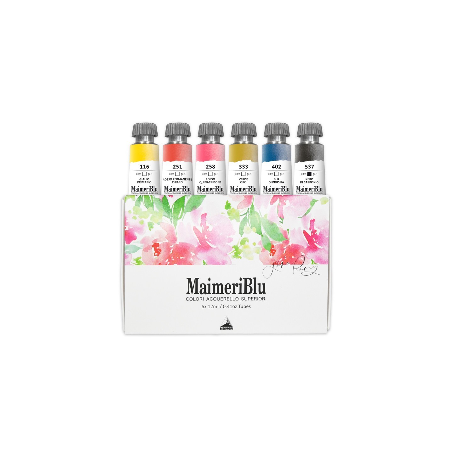 MaimeriBlu Watercolor Paint, Jenna Rainey Artist Set, Assorted Colors, 12ml, 6 Pieces