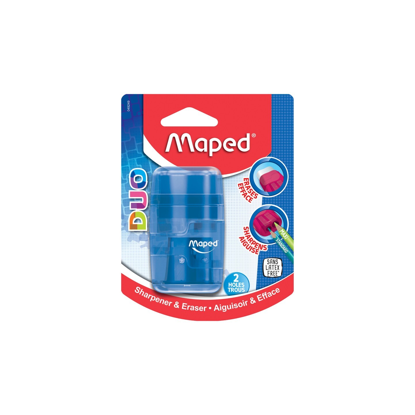 Maped® Connect DUO 2 Hole Sharpener / Eraser Combo, Assorted Colors
