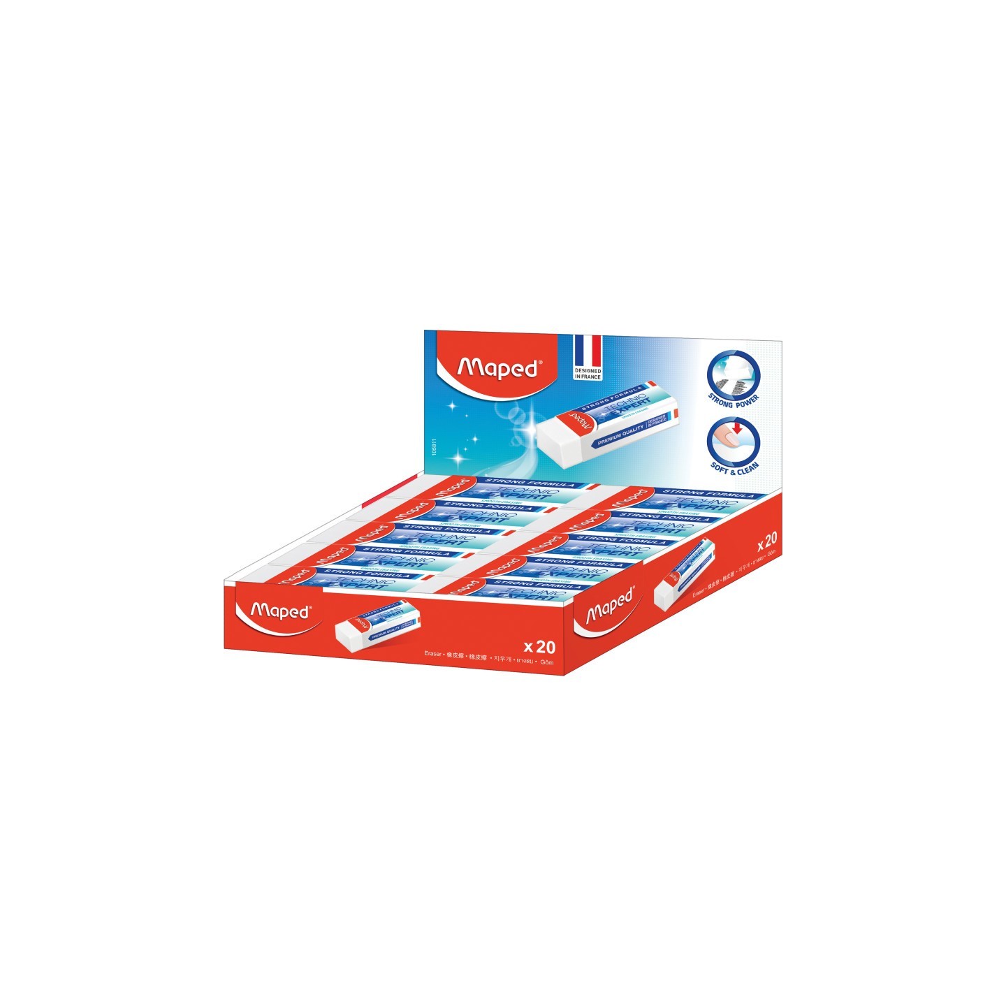 Maped® Technic Expert Vinyl Eraser, Premium Soft Material, Latex Free, Pack of 20