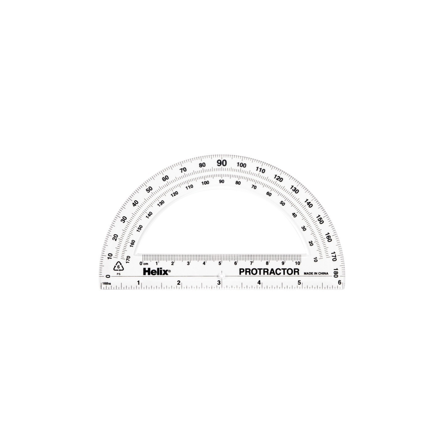 Helix® 180 Degree Standard Protractor, 6"