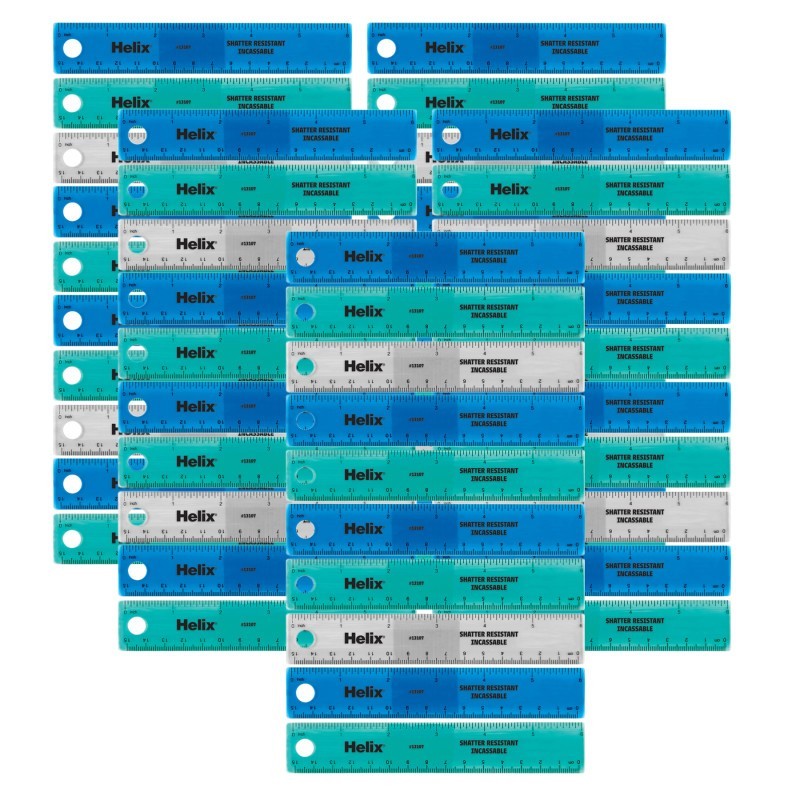 Helix® Shatter Resistant Ruler 6" / 15cm, Pack of 50
