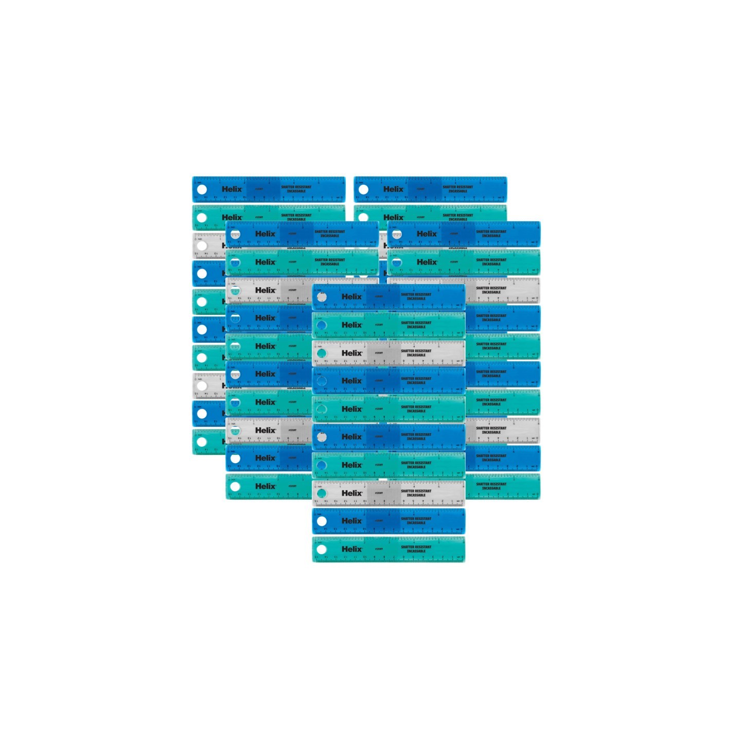 Helix® Shatter Resistant Ruler 6" / 15cm, Pack of 50