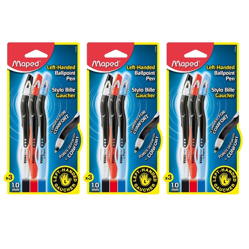 Maped® Visio Pen Ball-Point For Lefties, 3 Per Pack, 3 Packs