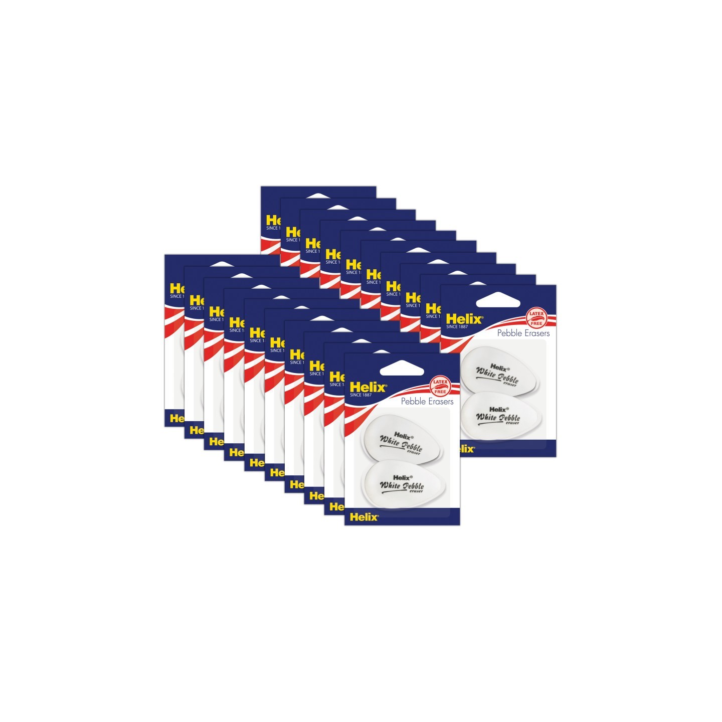 Helix® White Pebble Eraser, White, 2 Per Pack, 20 Packs