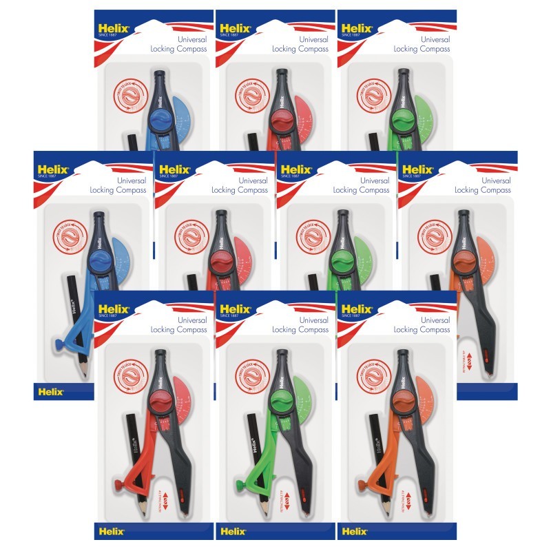 Helix® Plastic Locking Compass with Universal Holder, Pack of 10