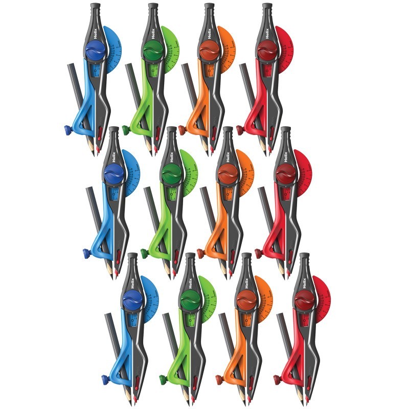 Helix® Universal Locking Compass, Assorted Colors, Pack of 12