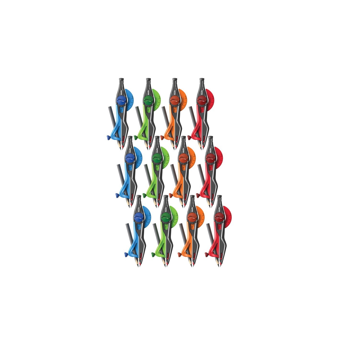 Helix® Universal Locking Compass, Assorted Colors, Pack of 12