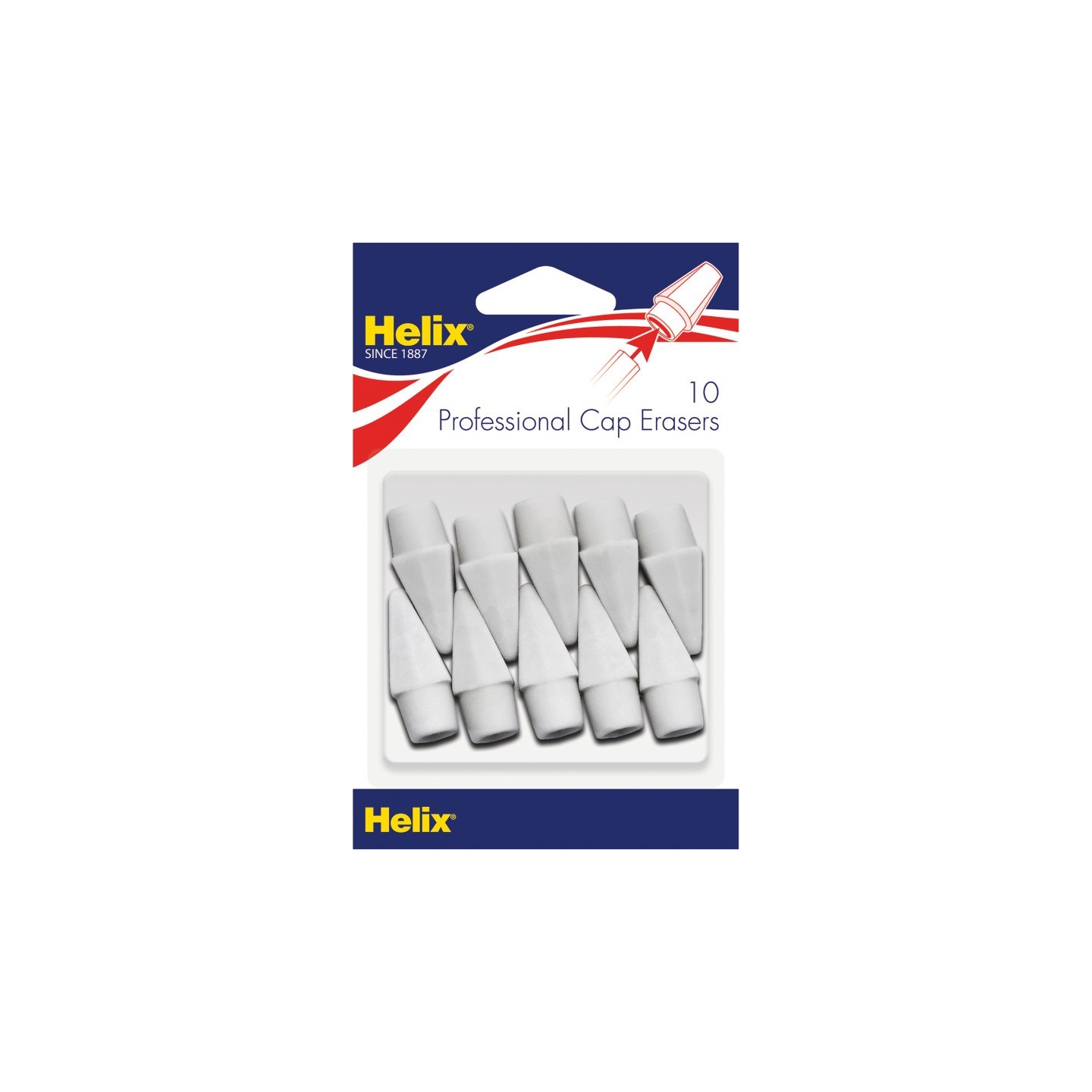 Helix® Professional Pencil Cap Erasers, Pack of 10