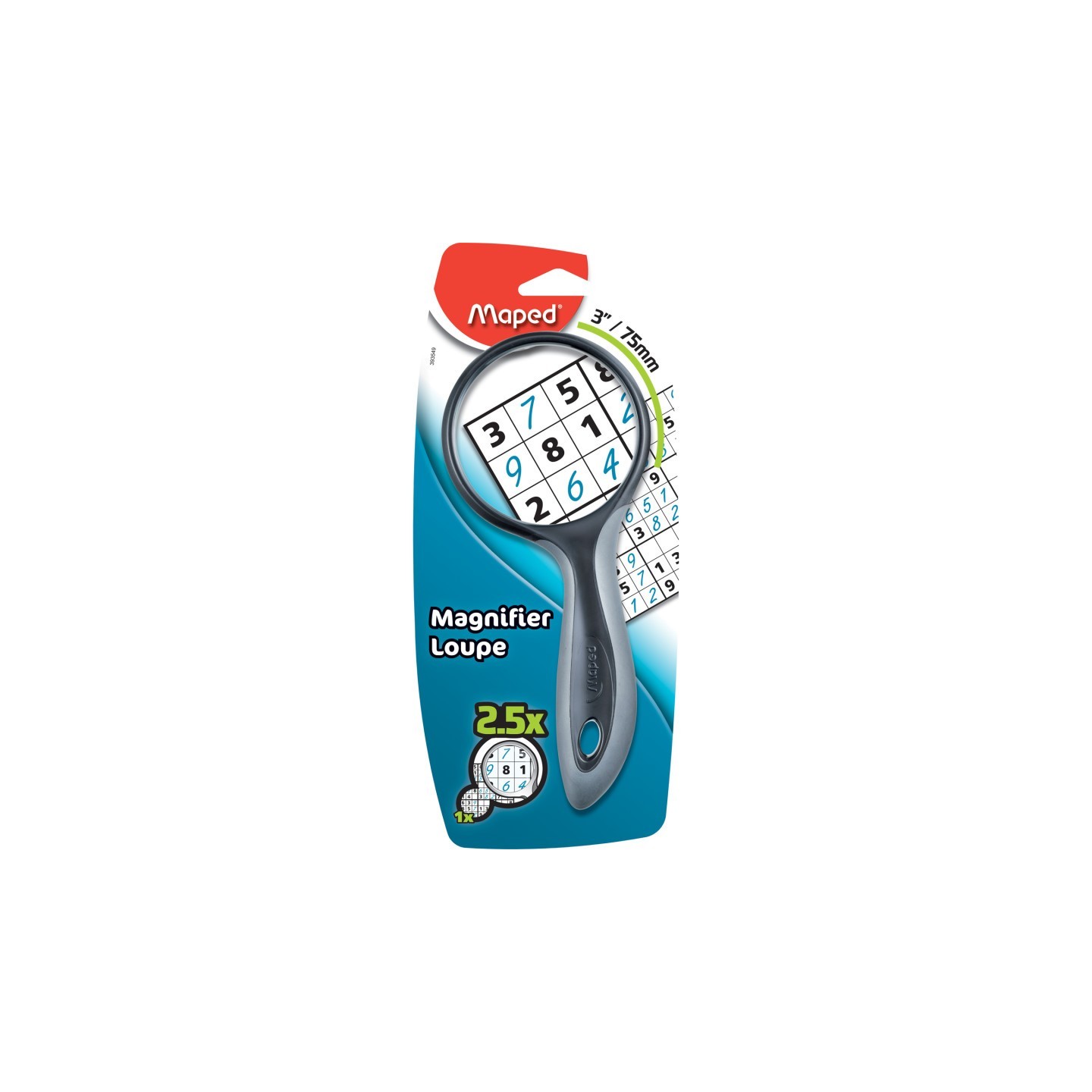 Maped® Ergologic Large 2.5X Magnifying Glass, 3", Assorted Colors